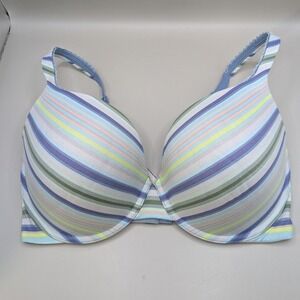 Victorias Secret Body by Victoria Perfect Shape Bra Blue Striped Underwire 34DDD
